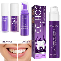 Sunfloweio New Purple Whitening Toothpaste Mousse V34 Color Tooth Correction Whitener Teeth Removes Stains Oral Hygiene Cleaning