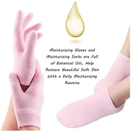 Silicone-Lined Gloves and Socks Set for Lightening Moistening Hands and Feet,4 Pieces